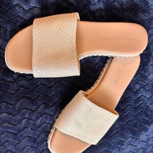 Karl Lagerfeld Iridescent Cream Slide Sandals